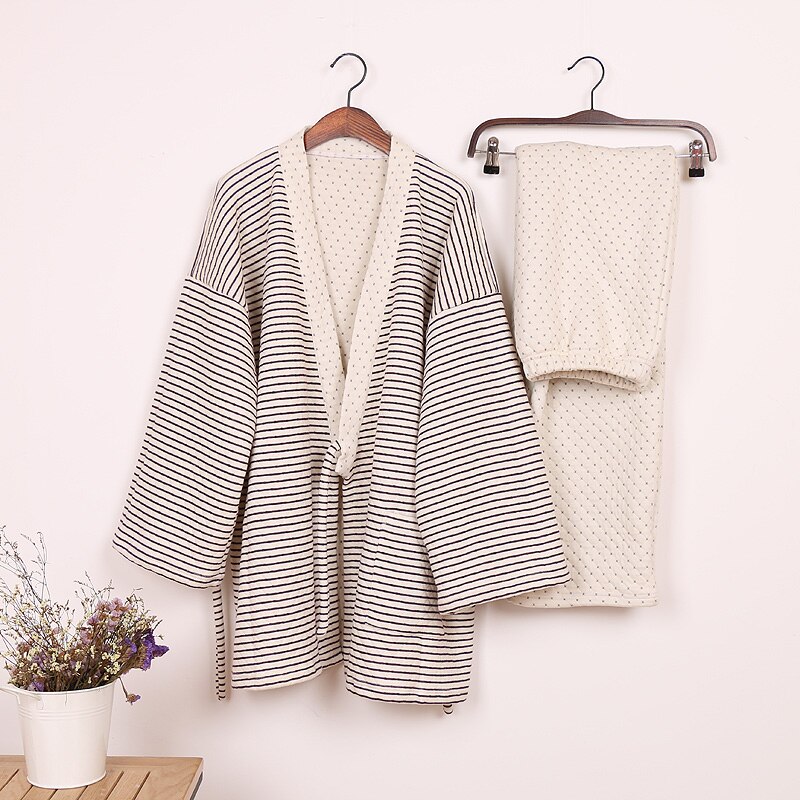 Pyjama ample japonais traditionnel pour hommes, ensemble Kimono Yukata, peignoir de bain, vêtements d&#39;hiver vapeur pour dormir et se détendre