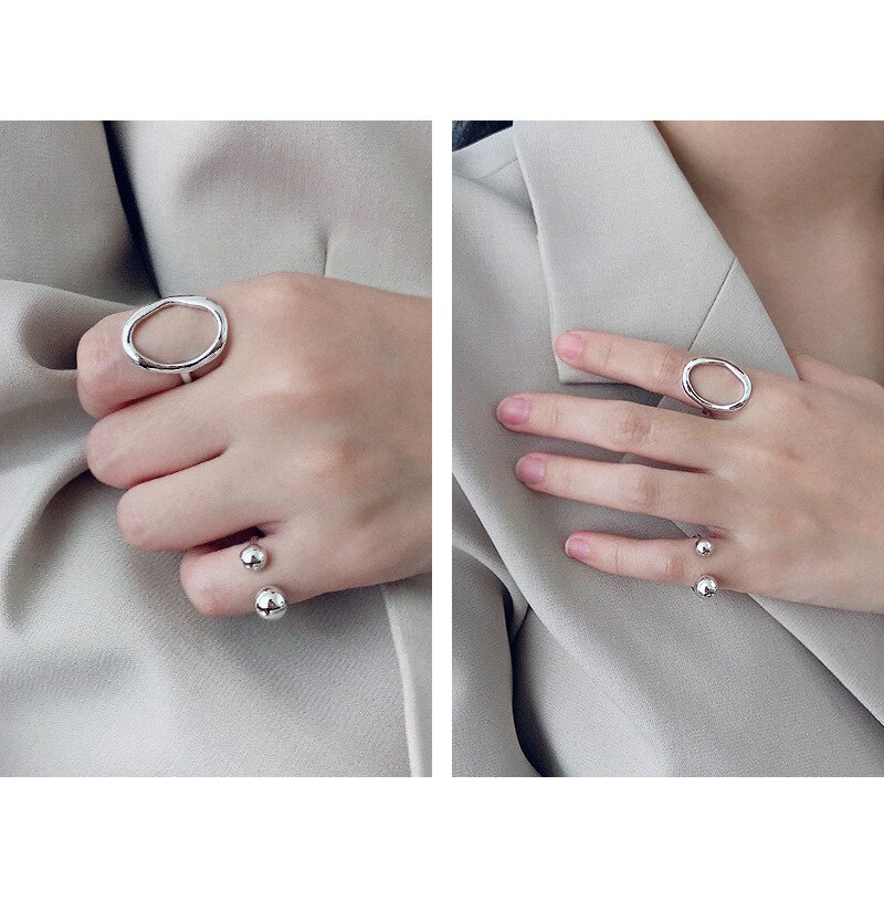 F.I.N.S Klassische doppelte runde Kugel aus 925er-Sterlingsilber, Knuckle-Ringe für Frauen, kleiner Zehenschwanz-Fingerring, weiblicher edler Schmuck
