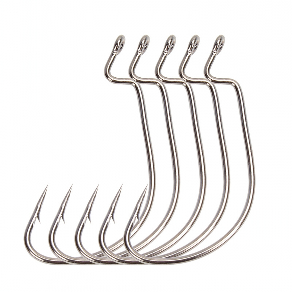 50pcs/Lot Wide Gap Texas Fishing Hooks Offset Fishhook5/0-8# Soft Biat Lure Fishing Texas Rig or Carolina Rig Fishing Hook Set