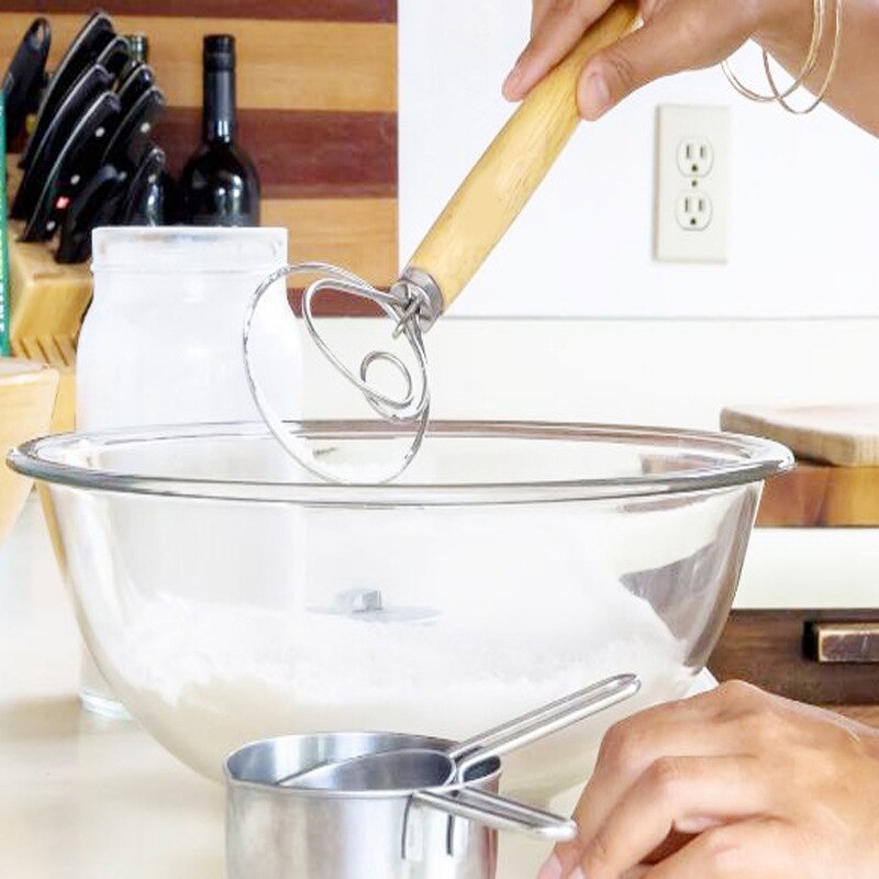 13.5 tum dansk degvisp rostfritt stål holländsk bröddegvisp för bakverk, bra alternativ till en mixer