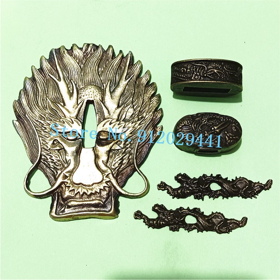 Dragon Tsuba Japanese Sword Guard for Katana/Wakizashi Fittings Set Tsuba+Menuki+Fuchi+Kashira Handle Accessories