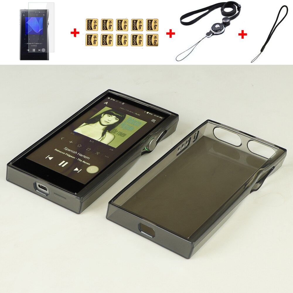 Soft Crystal Clear TPU Protective Case Cover For Iriver Astell&amp;Kern A&amp;futura SE200 with Soft PET Screen Protector: Clear black case