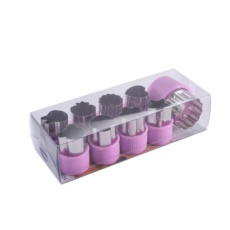 Rice Vegetable Fruit Cutter Mold 9Pcs/set Flowers Cartoon Cutter Mold Stainless Steel Cake Cookie Biscuit Cutting Shape Tools: Purple 