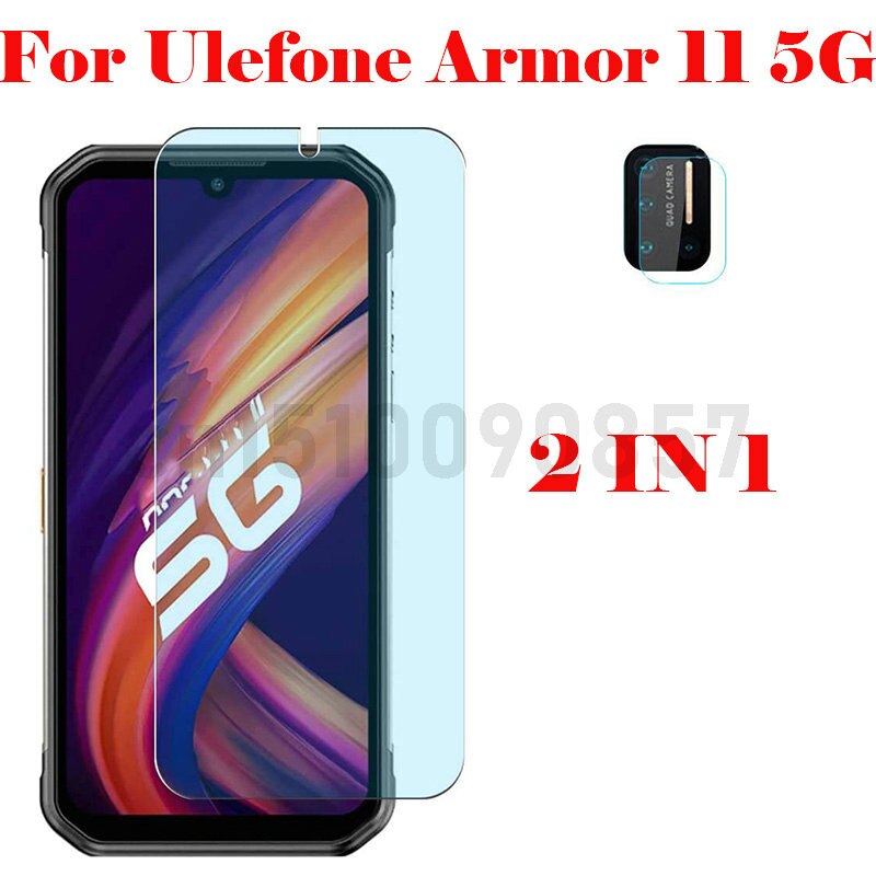 3-en-1 Protector de pantalla + funda para teléfono para Ulefone armadura 11 5G vidrio Anti-choque caso cubierta en Ulefone armadura 11 5G de vidrio templado: 2 in 1