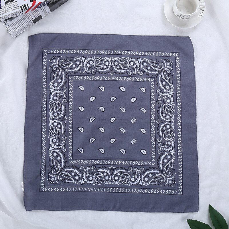 Bandana fazzoletto Unisex Hip Hop nero Paisley collo sciarpa sport copricapo polso avvolge testa sciarpe quadrate stampa fazzoletto: GRAY