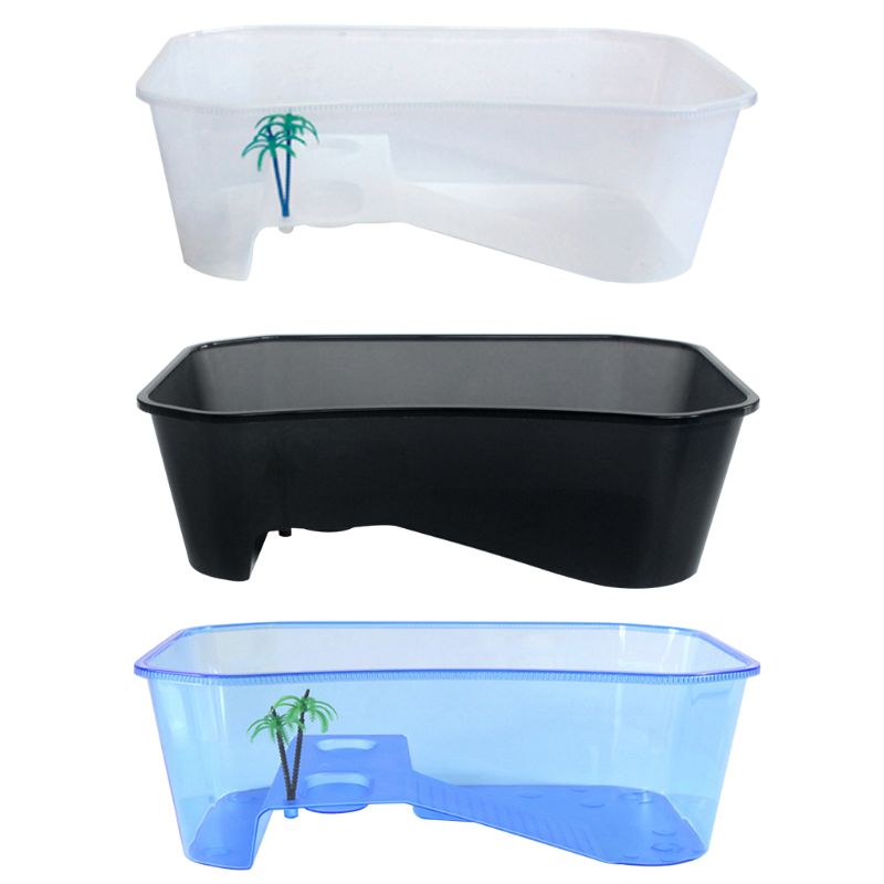 Reptile Vivarium Box Turtle Tortoise with Basking Ramp Tank Breeding Food Tool Feeding Box with Basking Platform Home Aquarium
