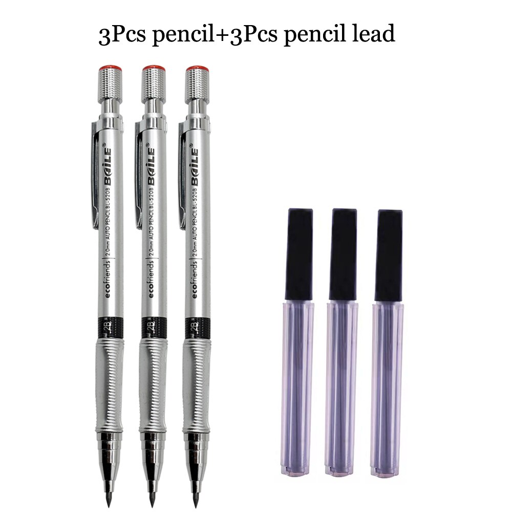 Mechanical Pencil 2.0mm Writing Point Automatic Pencil Drawing Painting Pencil Black Refills School Office Stationery: b