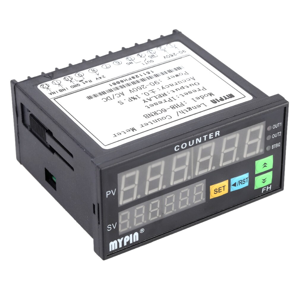 Contador Digital Mini medidor de longitud por lotes 1 medidor de conteo de salida de relé preestablecido medidor de longitud práctico 90-260V AC/DC la máquina de horas