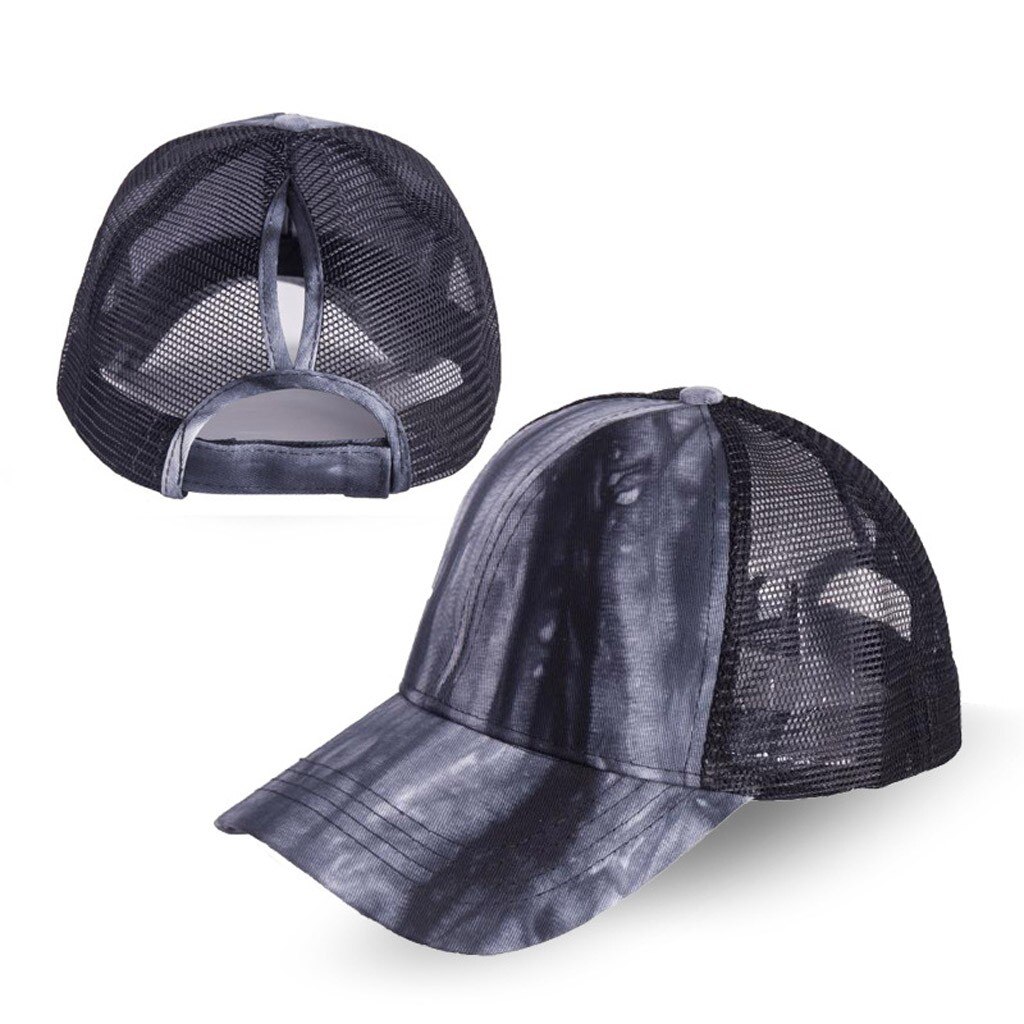 1PCs Unisex Couple mode CapTie-Dye Cap Breathable Plain Mesh Baseball Cap Adjustable Snapback Hats Hip Hop Hat sombrer: BK