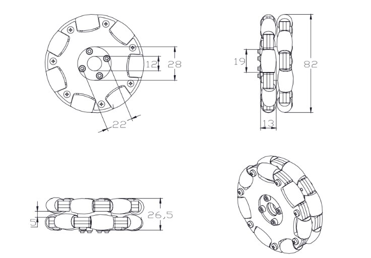 15Kg Belasting 80Mm Omnidirectionele Wiel Metalen Fulai Wiel Omni Robot Voor Ros Platform Omnidirectionele Motion