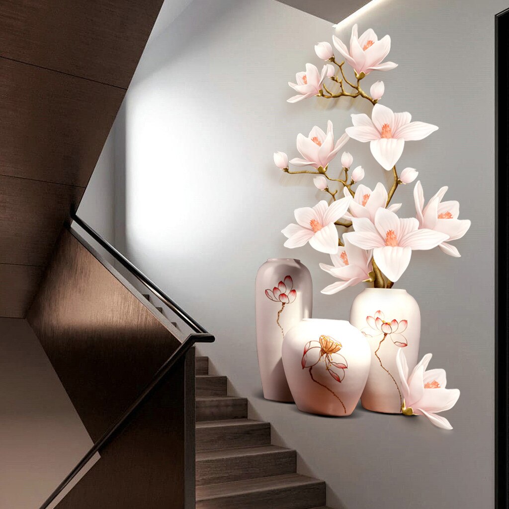 I lager väggklistermärken blommor tryck bakgrund självhäftande sovrum 3d klistermärken klistermärken зеркальные наклейки#gh: E