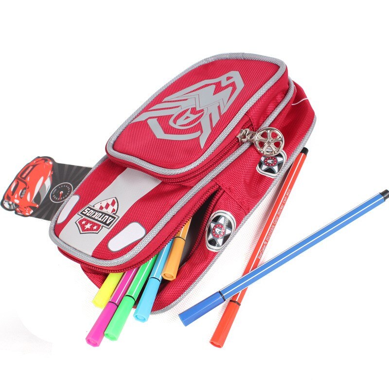 Cool Model Leuke Etui Grote Capaciteit School Etui Voor Jongens Briefpapier Doos Schoolbenodigdheden Canvas Pen Case Pen tas: red