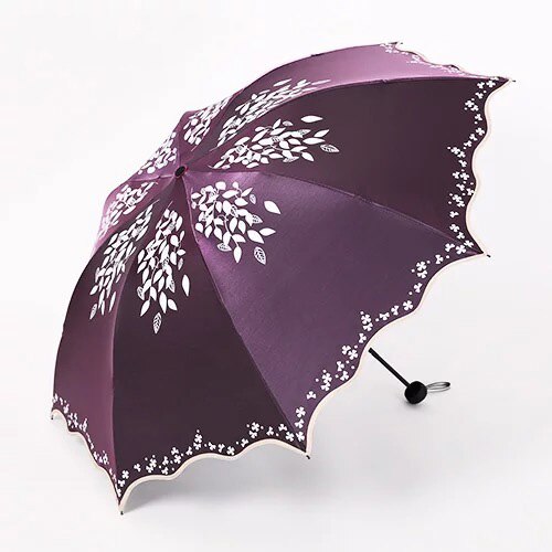 Sombrilla de Sol de , paraguas de lluvia de para mujer, paraguas doble de hojas de princesa, sombrilla femenina, portátil para mujer: plum