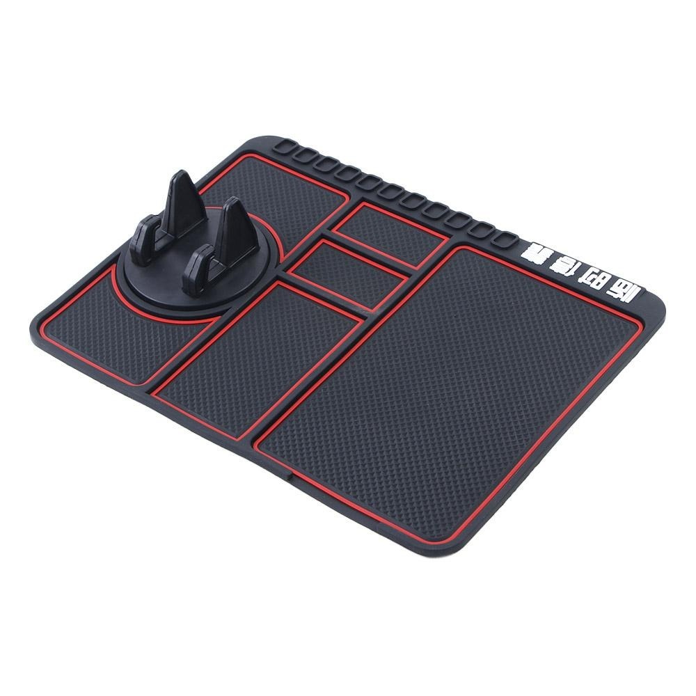 Parking Car Interior Car Anti-skid Pad 4-in-1 Car Parking Number Card Auto Phone Holder Sticky Anti-Slip Mat Non-Slip Phone Pad: Brown