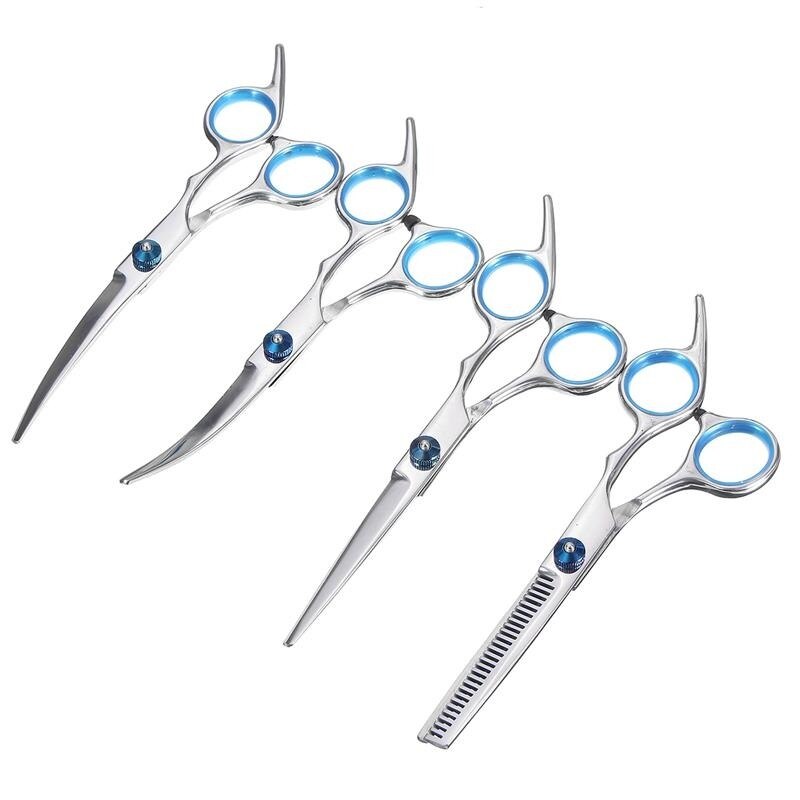 5Pcs Rvs Honden Grooming Schaar Kat Haar Dunner Shear Scherpe Rand Schaar Voor Honden Dier Kapper Snijden tool