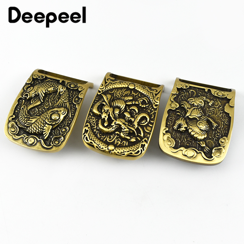 Deepeel-hebillas de cinturón de latón puro para hombre, de acero inoxidable, 39/40mm, 37-38mm, cinturones de cuero DIY, accesorios de Hardware artesanal, 1 ud.