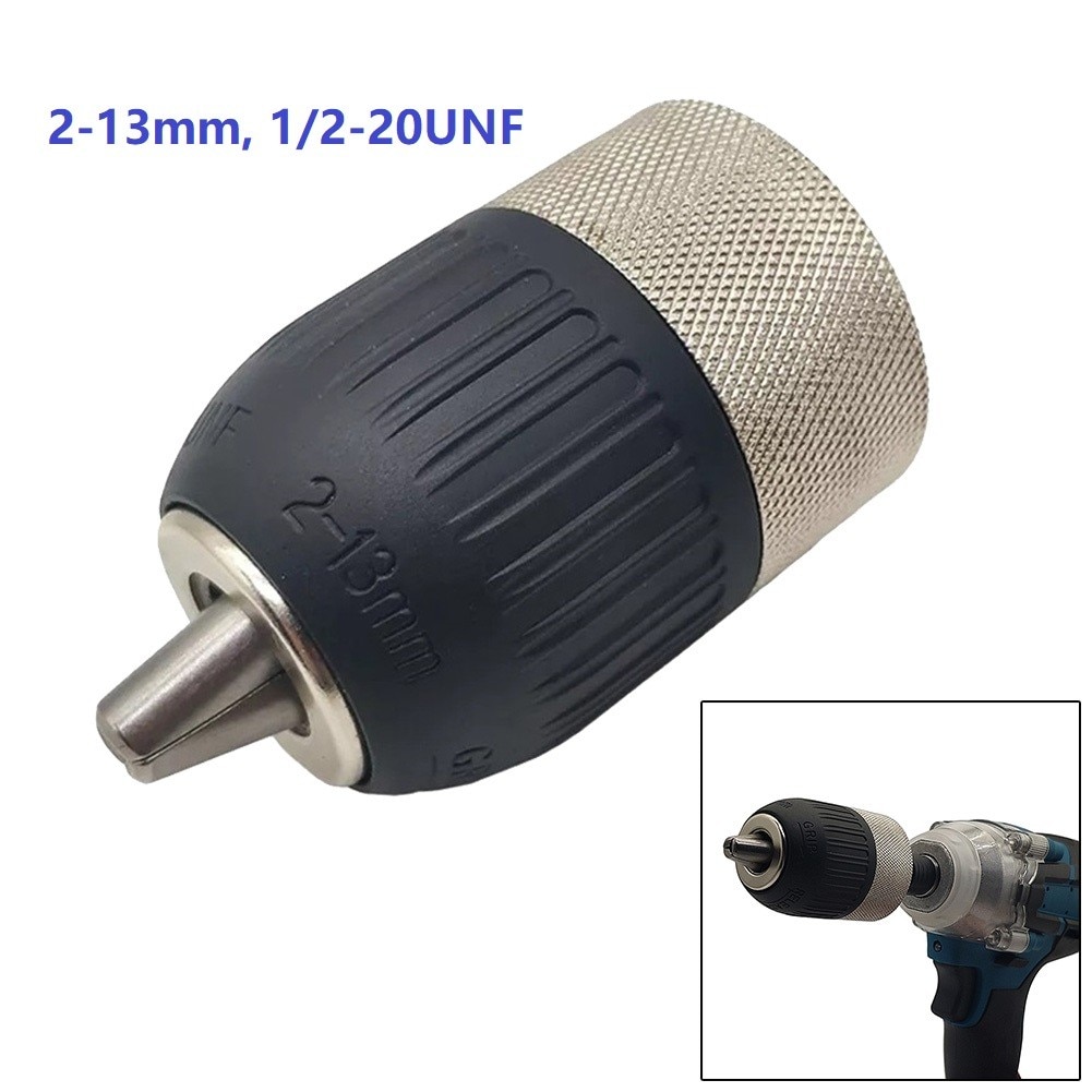 1/2-20UNF 2-13mm Keyless Metal Drill Chuck Quick Change Adapter SDS-Plus Shank 1/4" Hex Square Fit Rotary Hammer/Hammer Drill