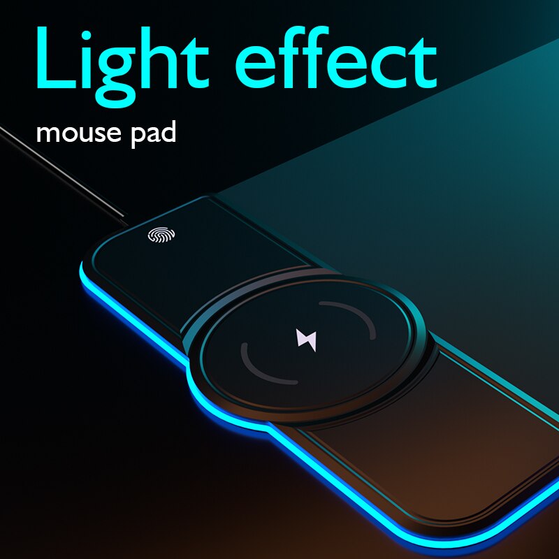15W Draadloze Opladen Muismat Gamer Mousepad Rgb Lichtgevende Bureau Mat Computer Laptop Toetsenbord Antislip Glowing Led kussen