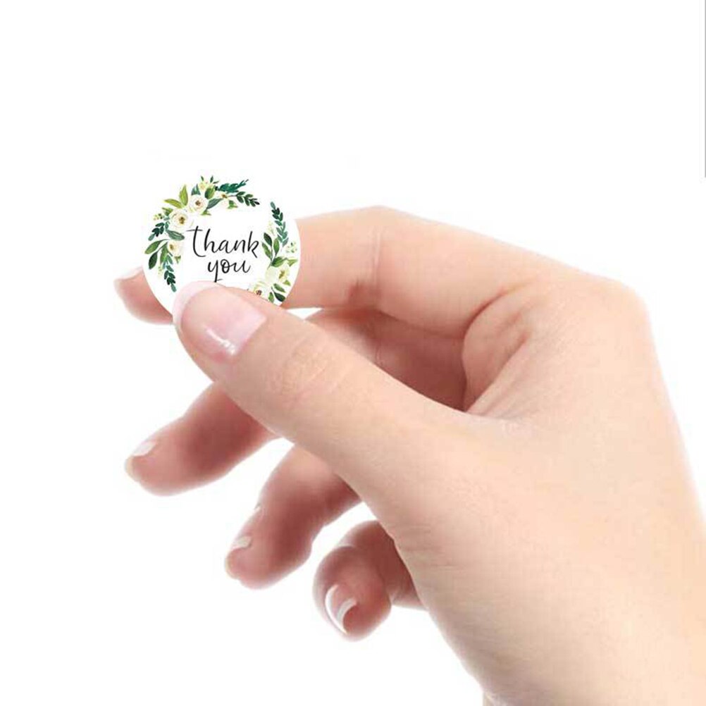 1 inch 500Pcs/Roll Round Floral Thank You Stickers Label for Wedding Favors and Party Handmade Stickers Envelope Seal