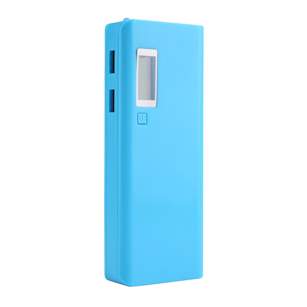 18650 Lithium Battery Power Bank Shell Case Box Dual USB Port Battery Power Bank Shell Cases LED Indicator With LED Flashlight: Blue