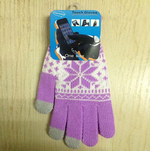 Vinter varm berøringsskærm handsker mænd kvinder uld strikkede handsker slik farve snefnug vanter til mobiltelefon tablet pad