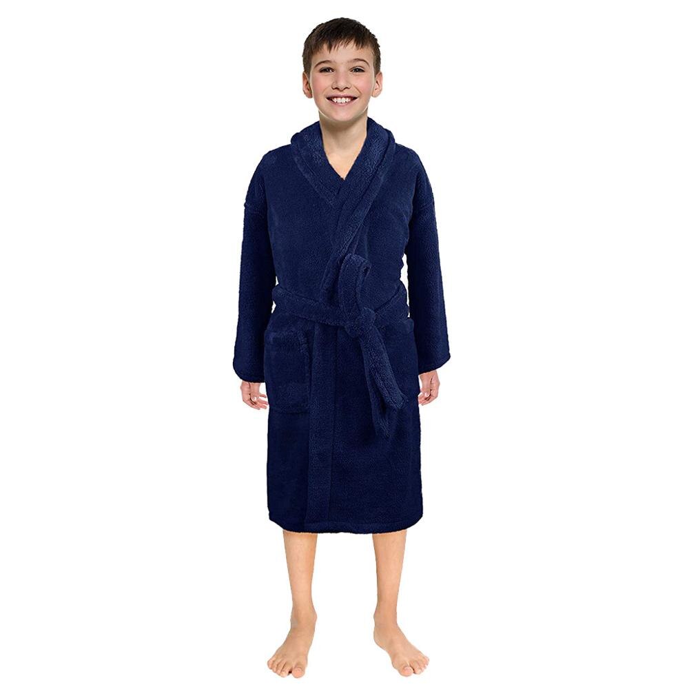 Leuke Kinderen Nachtkleding Flanel Hooded Badjassen Night-Gewaad Pyjama Peuter Baby Jongens Meisjes Flanellen Badjas. Kids Kleding: Marineblauw / 6-8 Years