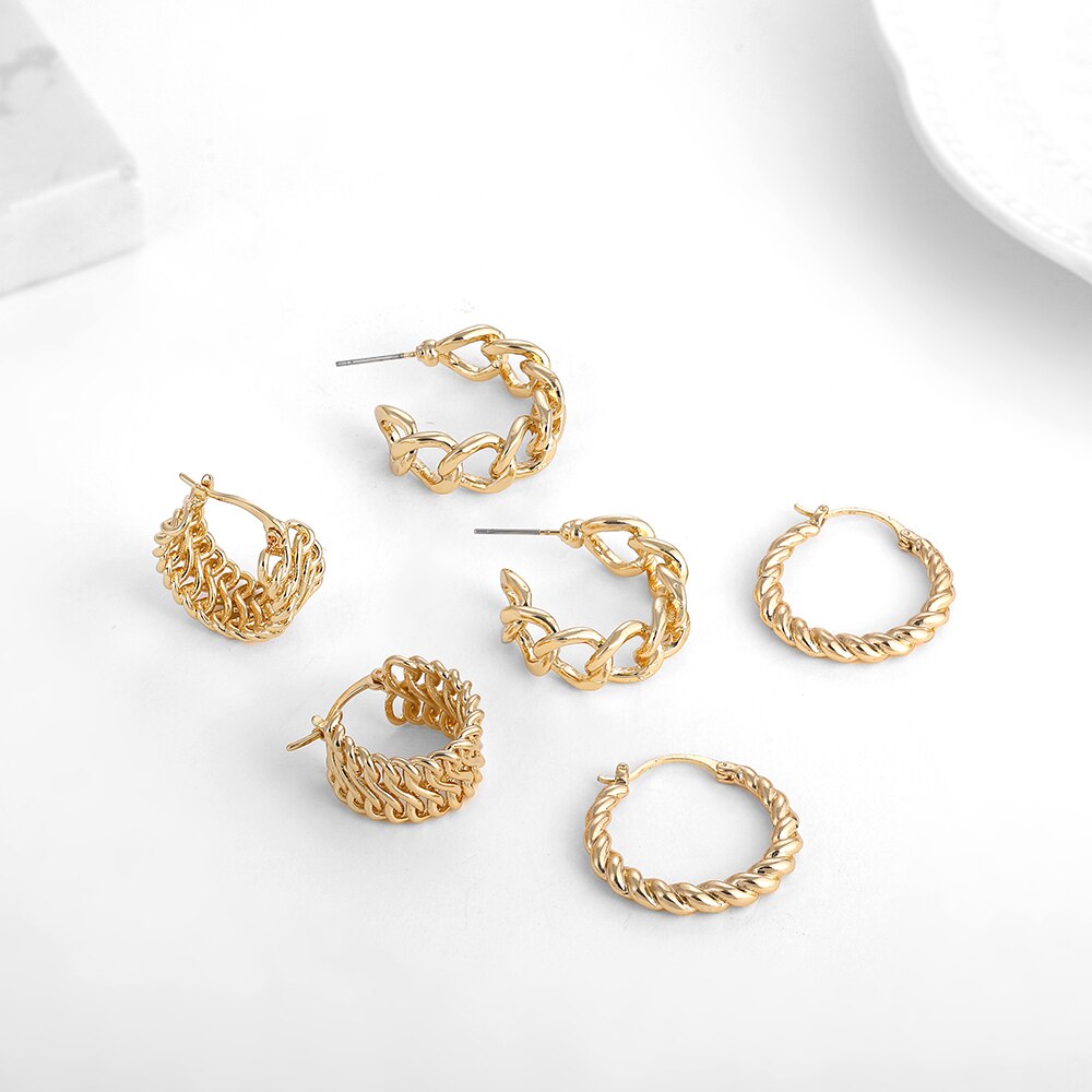 Link Chain Twist Cirkel Ronde Oorringen Gold Metal Eenvoudige Koreaanse Oorringen Voor Vrouwen 2022 Trendy Sieraden