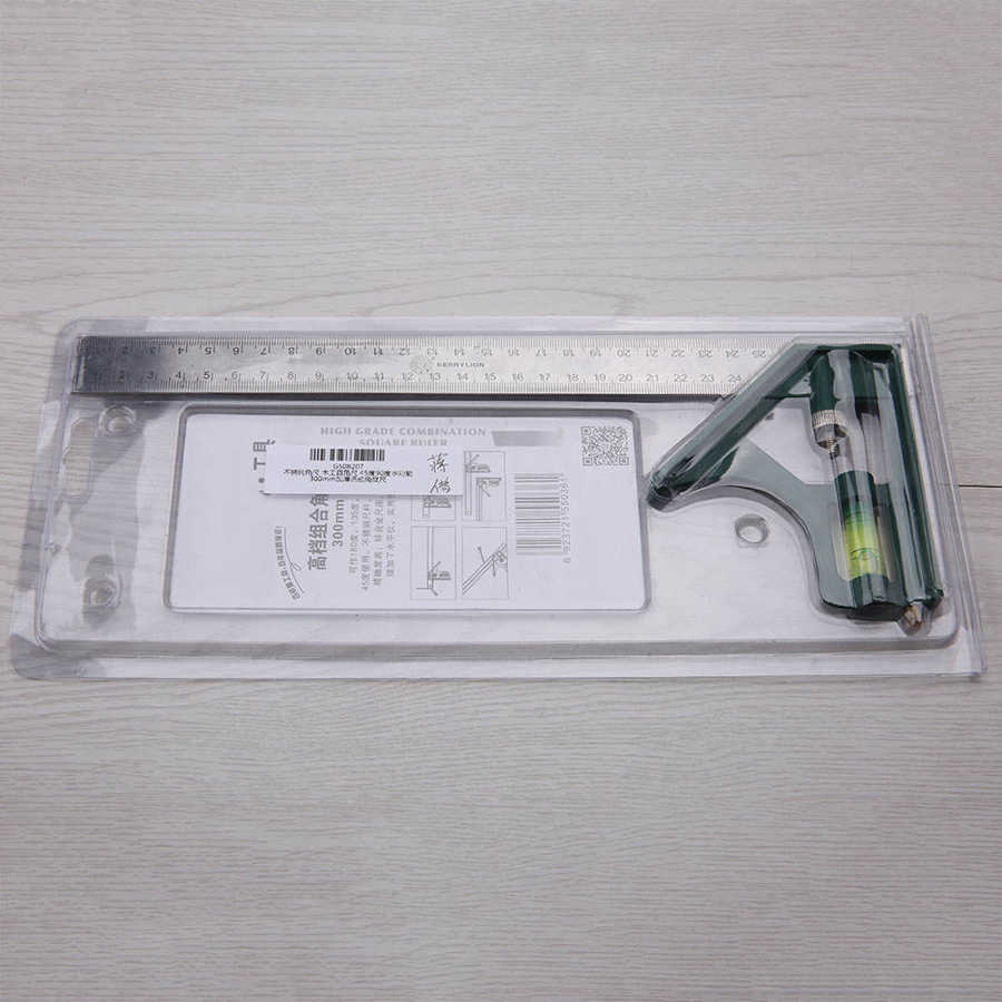Digital Micrometer Vernier Caliper 300mm Adjustable Stainless Steel Angle Ruler 45/90 Degree with Bubble Level Digital