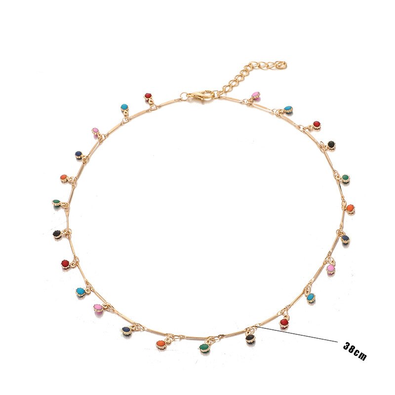 Authentieke Legering Bohemian Stijl Sleutelbeen Keten Kleurrijke Kleine Zonnebloem Ketting Voor Vrouwen Diy Sieraden