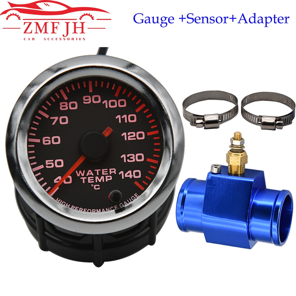 52MM Auto Wasser Temperatur Gauge 40-140 Celsius Mit Wasser Temp Joint Rohr Sensor Adapter 1/8NPT 28-40MM 7 Farbe Hintergrundbeleuchtung