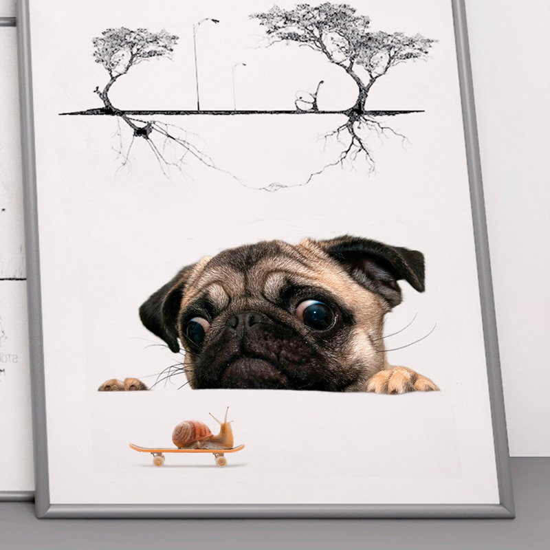 Sjove 3d hunde kigger snegl wallsticker badeværelse stue dekorationer kunst decals søde dyr toilet stickers til boligindretning
