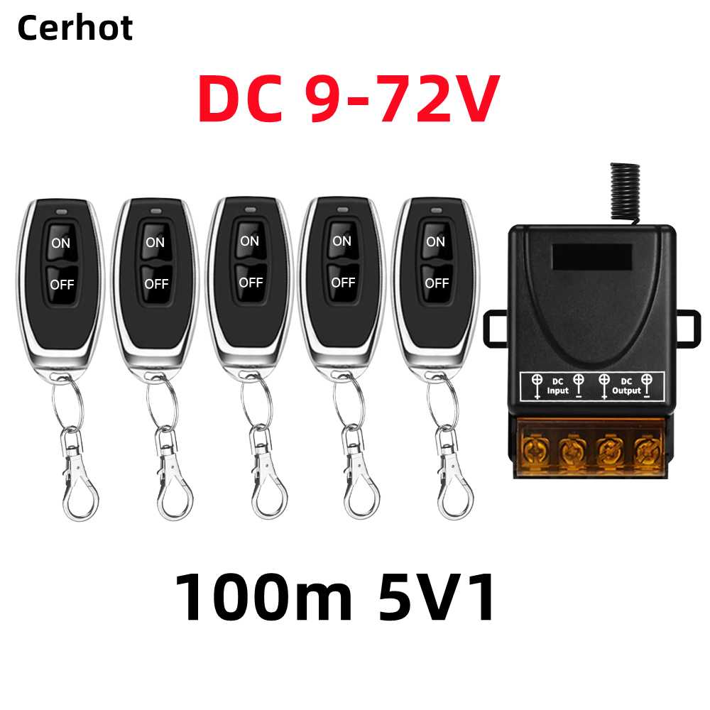 Cerhot interrupteur sans fil télécommande 30A 12V 24V 48V 72V voiture moto Circuit Modification équipement lumières interrupteur pompe à eau: Argent