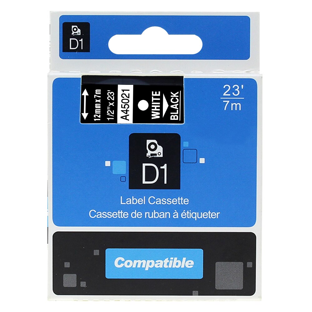 Fimax 3Packs A45021 Label Tape Compatible for Dymo D1 12mm*7m 45021 White on Black for Label Printer
