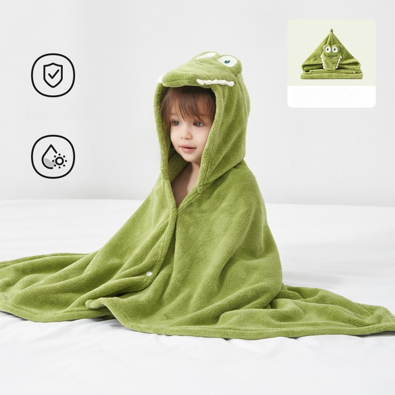 Serviette de bain pour bébé, cape à capuche pour garçons et filles, peignoir éléphant pour enfants, douche portable, serviettes de natation à Absorption douce: green