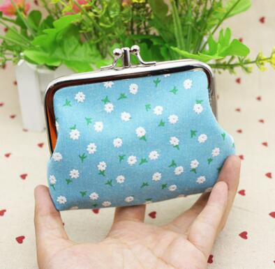 M007-cartera de lona con dibujos animados de doble rosa para mujer, monedero de tela corta Floral para mujer, monedero para chica, para estudiante,: 7blue