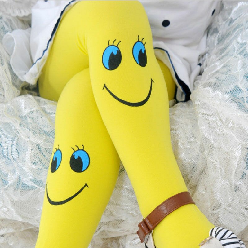 Dzieci dziecko dziewczyna bawełna ciepłe rajstopy słodkie Smiley Twarz drukuj rajstopy długie skarpetki pończosznicze dziecięce pończochy 5 kolorów