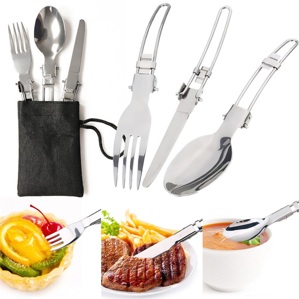 1 Set Outdoor Potten Pannen Camping Kookgerei Picknick Koken Set Non-stick Servies Met Opvouwbare Lepel Vork Mes Ketel cup