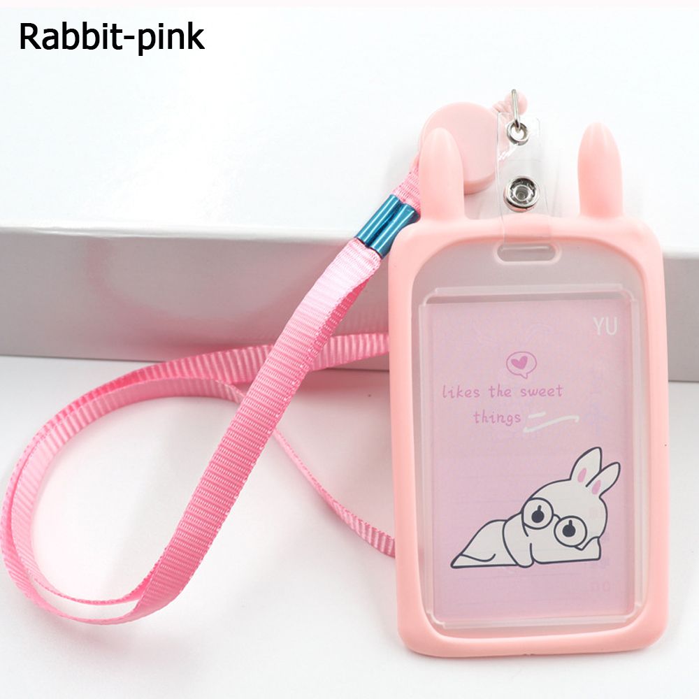 1PC uroczy kreskówkowy kot posiadacz karty banku tożsamości kartę komunikacji miejskiej dowód osobisty rękaw pokrowca z zwijacz smycz kredytowej pokrywy skrzynka dla dzieci prezent