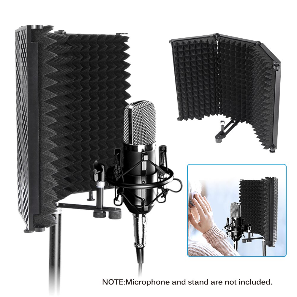 Mikrofon isolation skjold studio mikrofon studio isolering skjold lydabsorberende skum reflektor lydfilter til bordplade