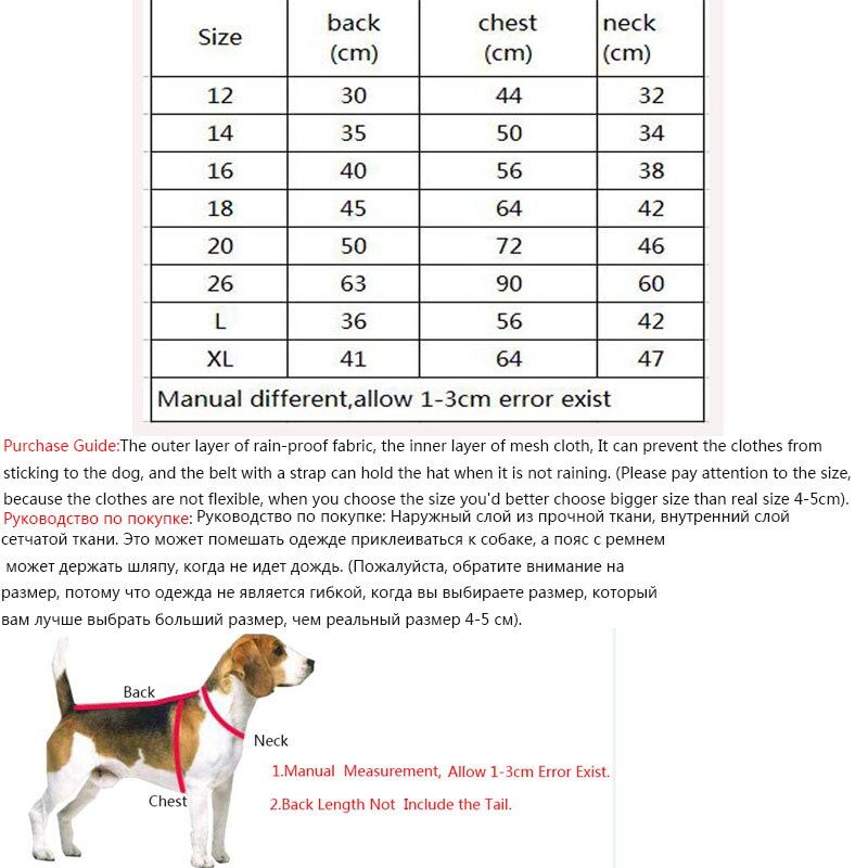 9 Size Dog Raincoat For Fat Dogs French Bulldog Pug Camouflage Waterproof Rain Coat Jacket Costumes Clothing Outwear Raincoats#1