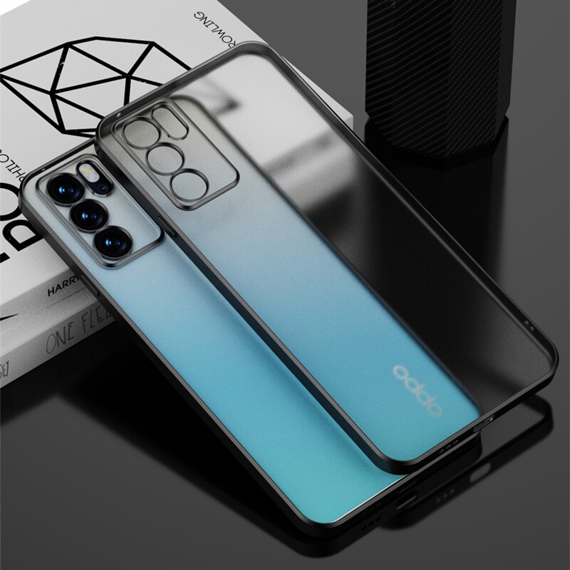 Electroplated Silicone Phone Case is Suitable for Oppo Reno 6 reno 5 5K Reno 7 Pro 5G Soft Transparent TPU Shockproof Back Cover: Oppo Reno 5 5G / black