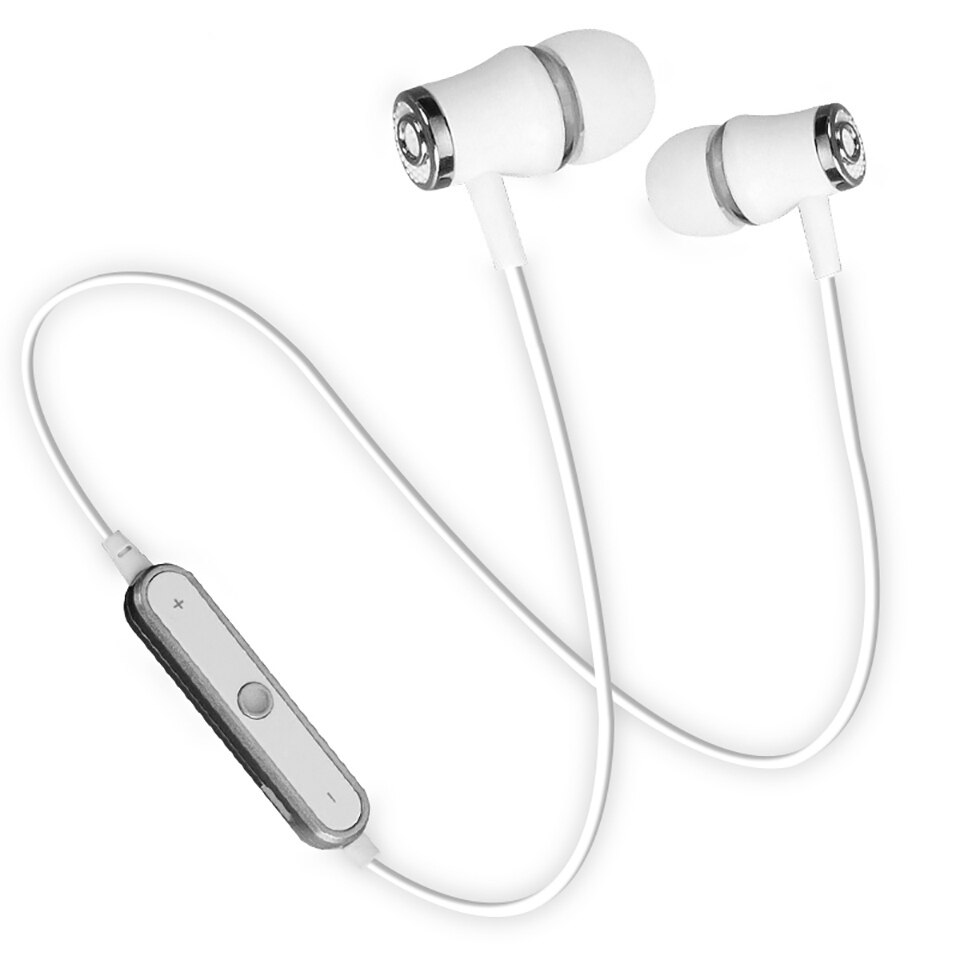 Teamyo Bluetooth Earphones Wireless Fitness Headphones with MIC Stereo Headset Music Earbuds fones de ouvido for iPhone Android: White silver