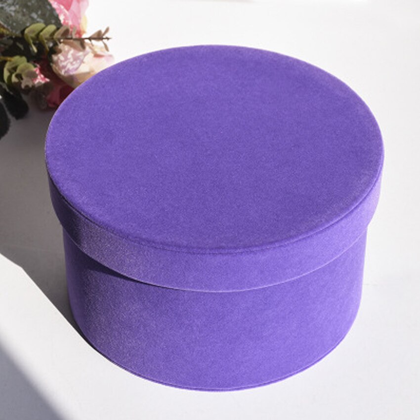1 x roze ronde bloemendozen, bloemenverpakking, snoep, dragee, opbergdoos, papieren zak, boeket, vaas met deksel voor bruiloftsfeestdecoratie: 17cm paars