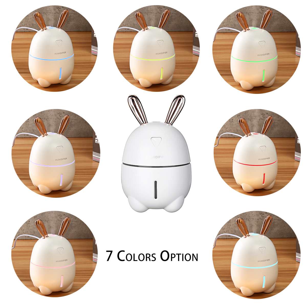 300ML Air Humidifier Cute Rabbit Ultra-Silent USB Aroma Essential Oil Diffuser Office Car Humidificador Air Purifier Mist Maker