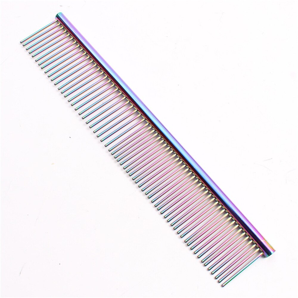 1PC Multicolor Pet Dog Cat Hair Comb Metal Double Row Brush Grooming Hair Steel Comb Beauty Cleaning Supplies