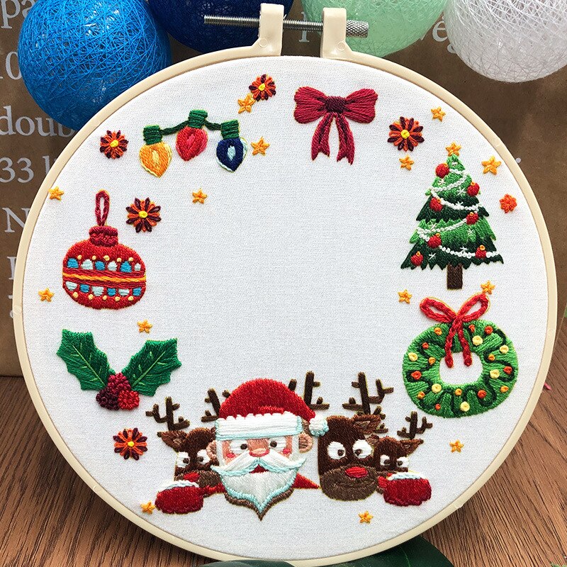 DIY Easy Christmas Embroidery Set for Beginner Paintings Needlework Cross Stitch Needlework Art Craft Sewing Home Decor: No.3
