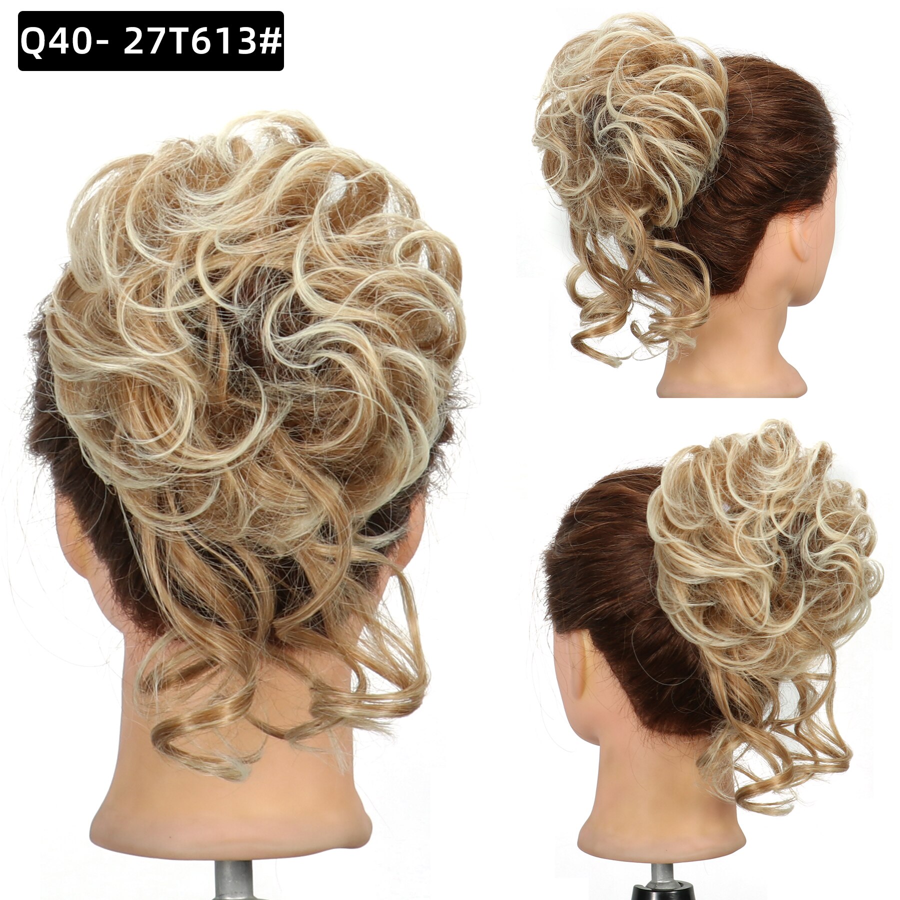 Synthetic Hair Bun Chignon Messy Curly Hair Band Elastic Scrunchy False Hair Pieces For Women Hairpins Black Brown: 27T613