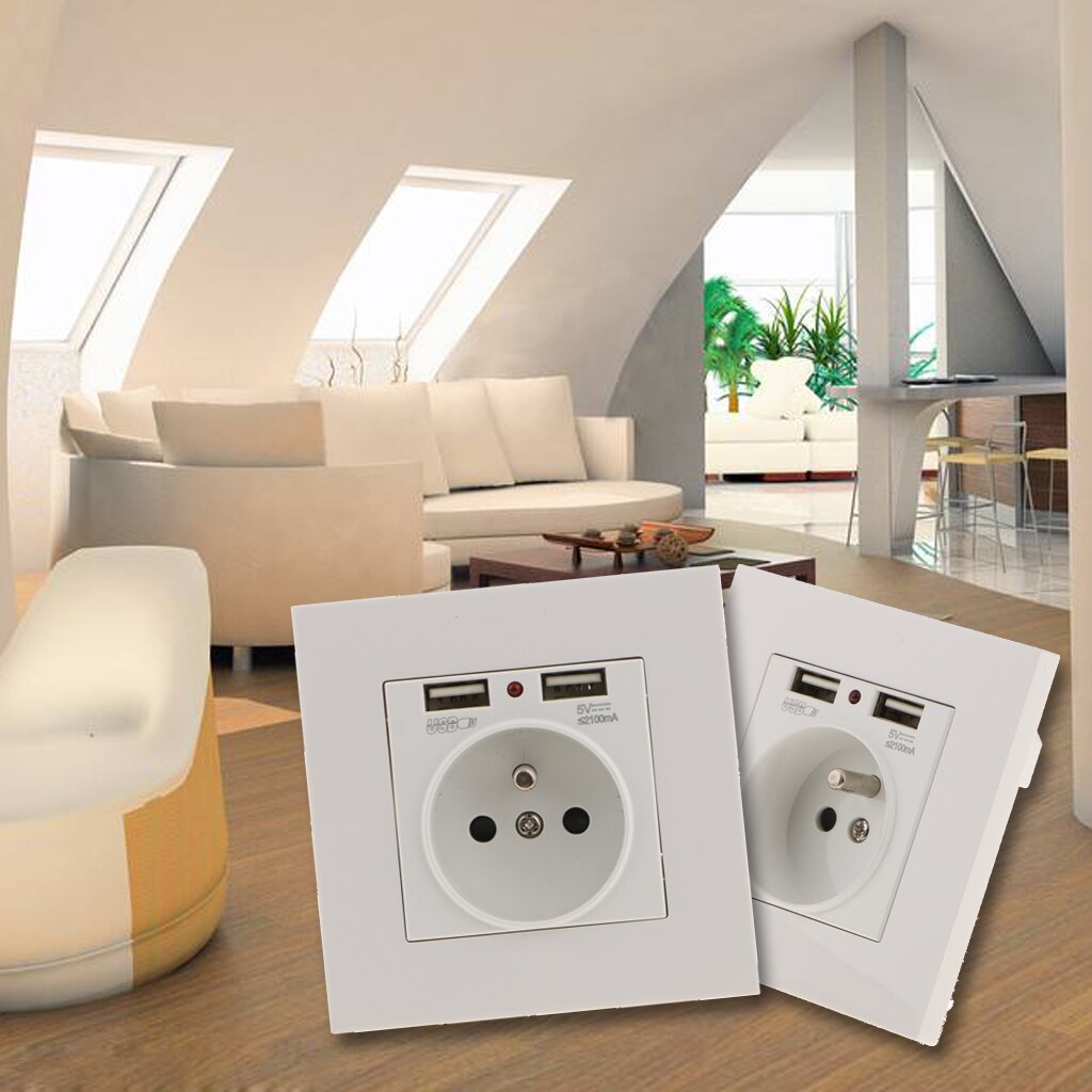 Wall Mount Receptacles Charger with dual socket hole and usb ports, for home appliances, charging simultaneously without adapter