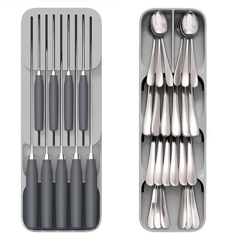 Plastic knife holder knife holder drawer knife and fork spoon storage rack knife holder cabinet tray kitchen