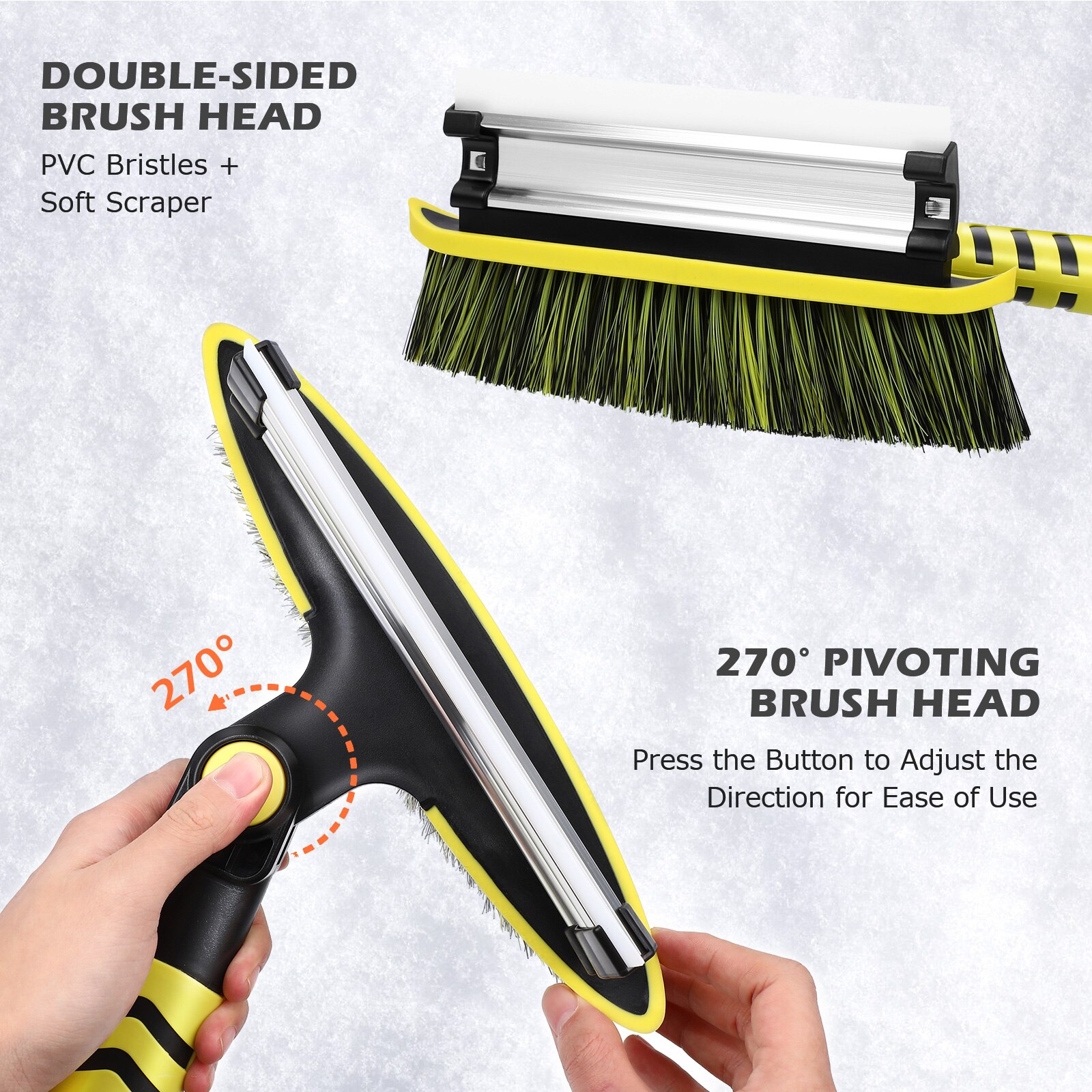 1pc Multifunctional Extendable Snow Scraper Ice Removal Broom for Roof Car Glass